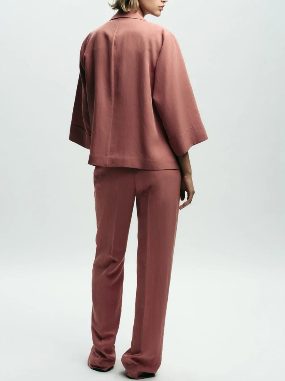 ZARA High-waisted Straight-Leg Trousers in Dusty Rose. L NWT